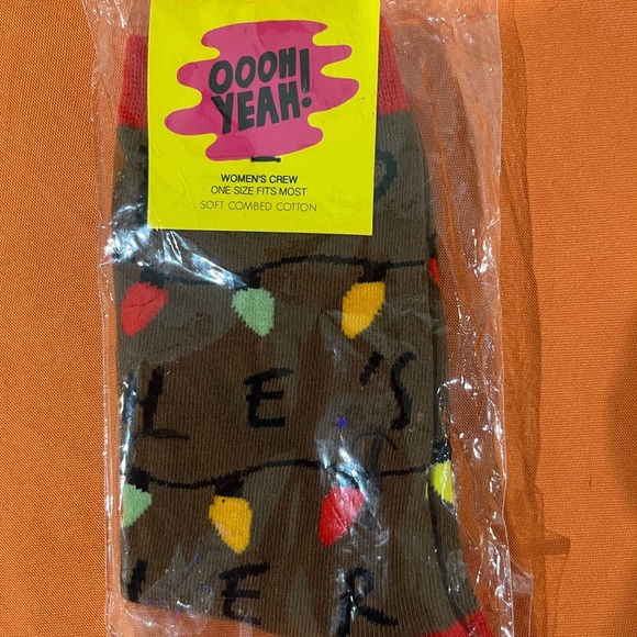 Women's Crew Socks - Brown with Multicolor Lights Stranger Things - Picture 1 of 6